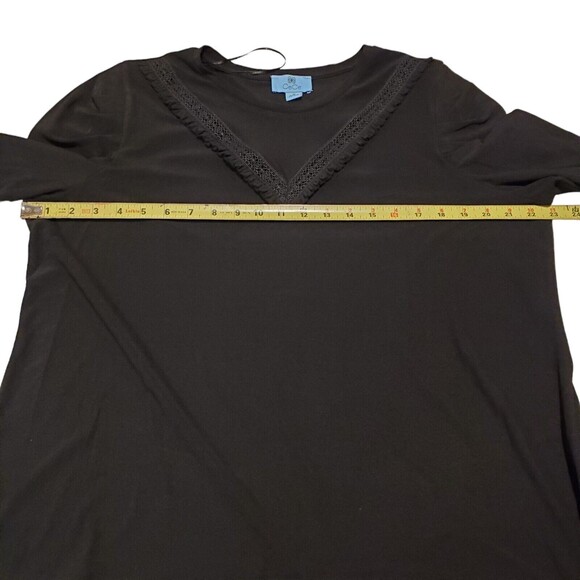 CeCe Women's Puffed Sleeve Knit Top Black Size 1X - Picture 5 of 9